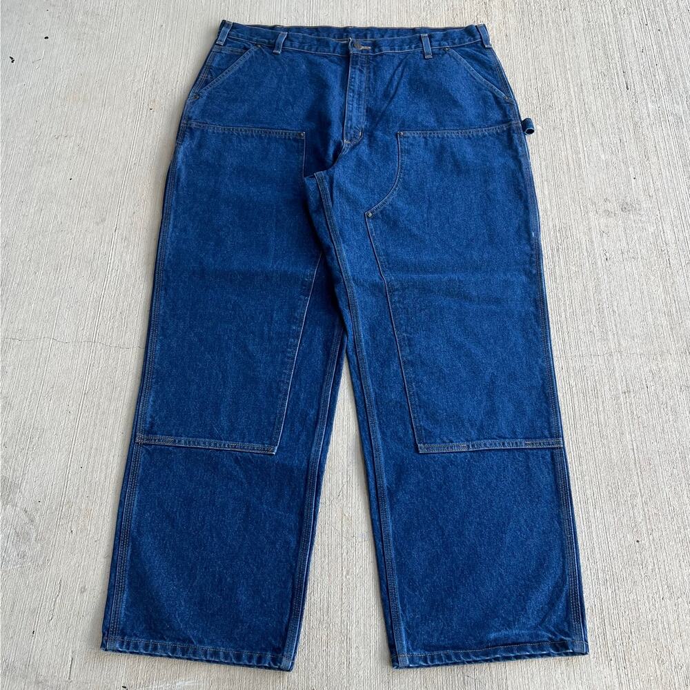 Carhartt B73 DST blue jeans double knee work wear carpenter pants